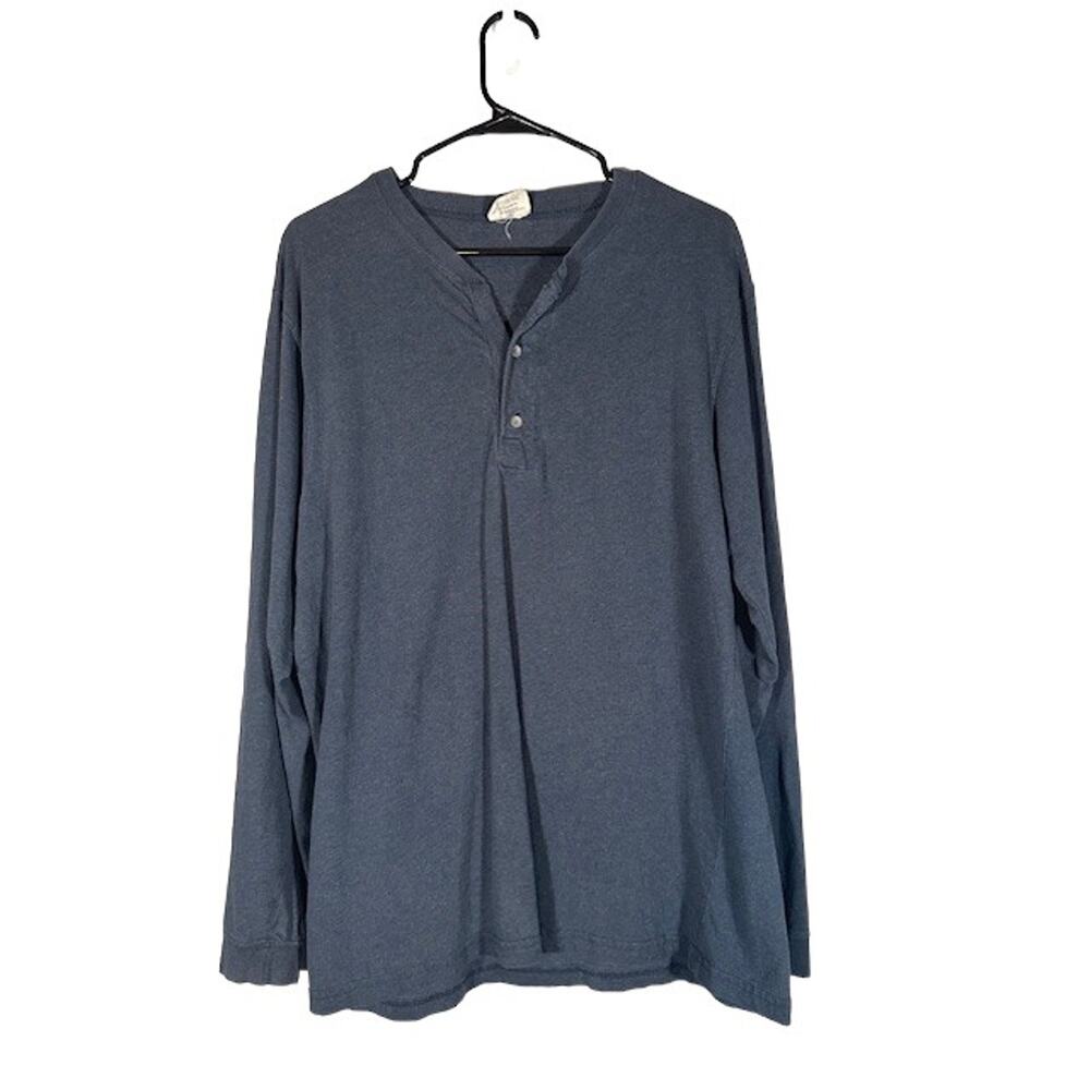 Calvin Klein Navy Blue Long Sleeve Cotton Henley Casual T-Shirt Men Sz L
